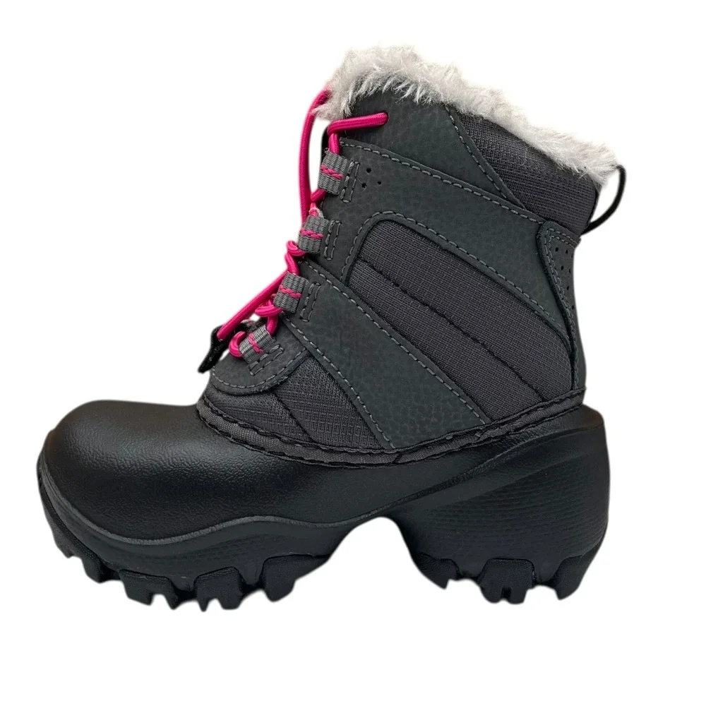 Columbia Rope Tow III Toddler Girls Waterproof Snow Boots Size 8 Pink Gray Black
